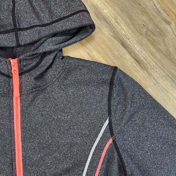 ☔️💜Soho Sport Gray & Neon Orange Hooded Athletic Jacket Large - Picture 4 of 9